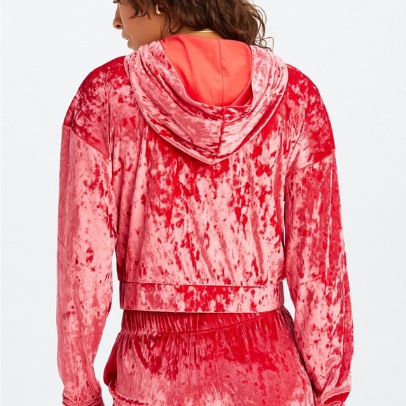 Crushed velour zip up hoodie - Picture 4 of 5